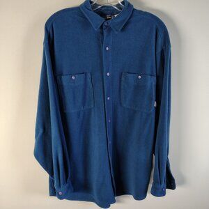 VINTAGE Patagonia Fleece Overshirt Mens‎ Large Navy Snap T USA Long Sleeve